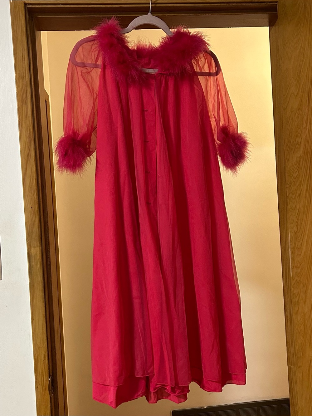 Vintage Marabou Feather Hot Pink Night Jacket/Robe